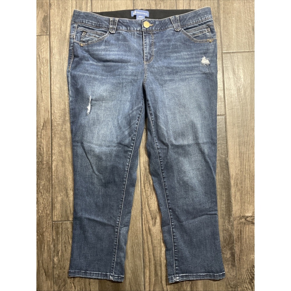 Democracy Skinny Crop Jeans Size 18W Booty Lift Curvy Stretch Distressed